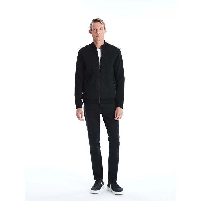 LCWAIKIKI Classic SİYAH Standart Kalıp Dik Yaka Erkek Triko Mont