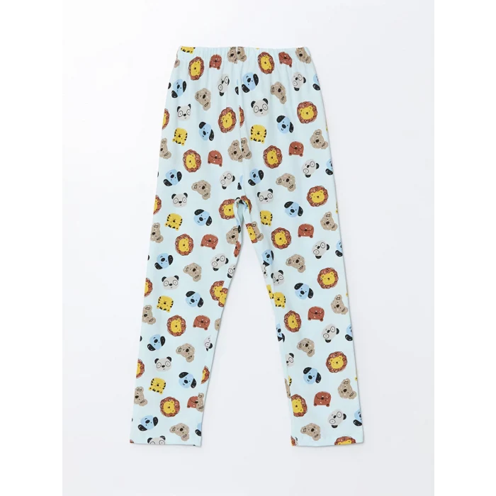 LCW baby MAVİ Polo Yaka Baskılı Erkek Bebek Pijama Takımı