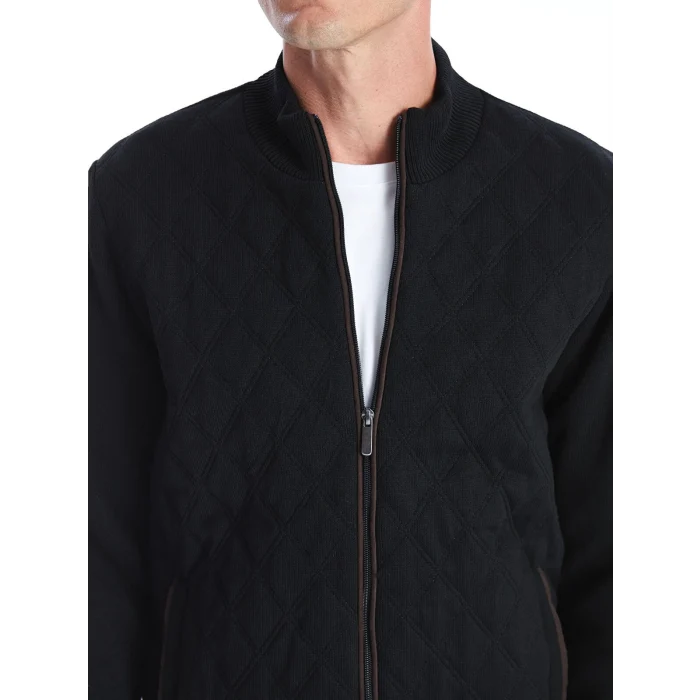 LCWAIKIKI Classic SİYAH Standart Kalıp Dik Yaka Erkek Triko Mont