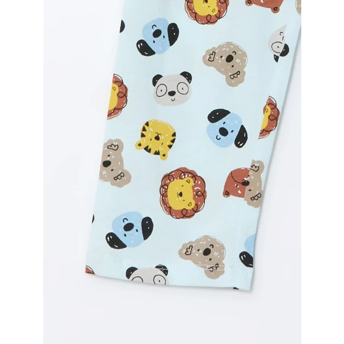 LCW baby MAVİ Polo Yaka Baskılı Erkek Bebek Pijama Takımı