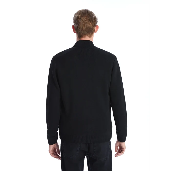 LCWAIKIKI Classic SİYAH Standart Kalıp Dik Yaka Erkek Triko Mont