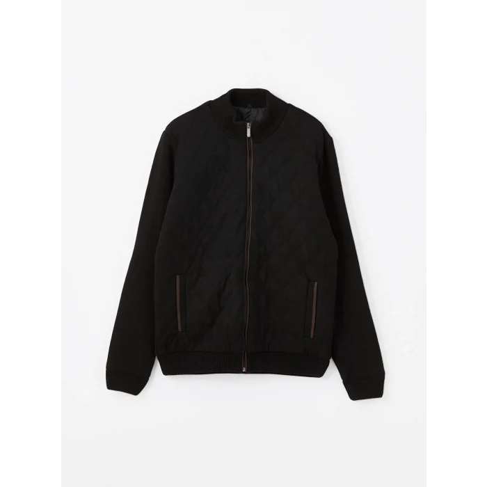 LCWAIKIKI Classic SİYAH Standart Kalıp Dik Yaka Erkek Triko Mont