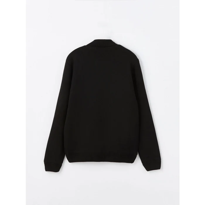 LCWAIKIKI Classic SİYAH Standart Kalıp Dik Yaka Erkek Triko Mont