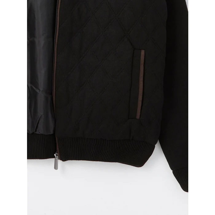 LCWAIKIKI Classic SİYAH Standart Kalıp Dik Yaka Erkek Triko Mont