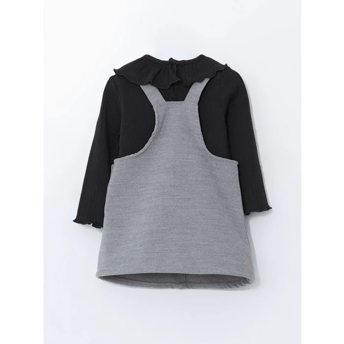 LCW baby GRİ U Yaka Kız Bebek Elbise ve Bluz 2li