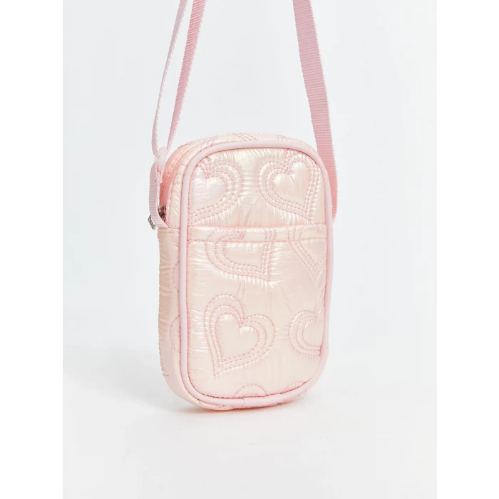 LCW ACCESSORIES PEMBE Kalp Nakışlı Kız Çocuk Omuz Çantası