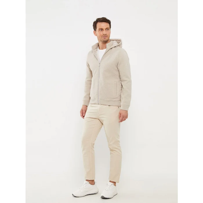 LCW Vision BEJ Slim Fit Kapüşonlu Erkek Triko Mont