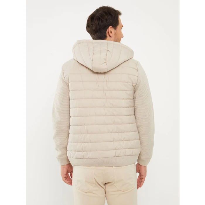 LCW Vision BEJ Slim Fit Kapüşonlu Erkek Triko Mont