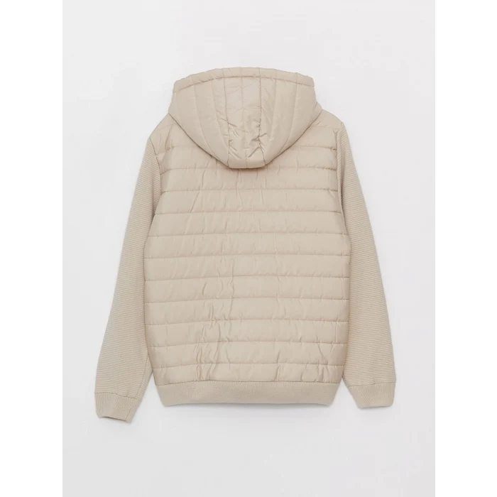 LCW Vision BEJ Slim Fit Kapüşonlu Erkek Triko Mont