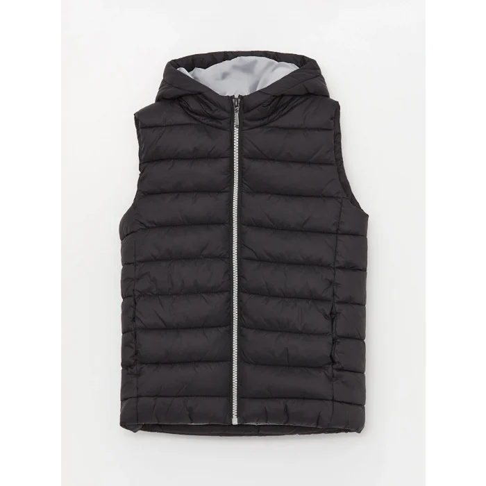 LCW Kids SİYAH Kapüşonlu Erkek Çocuk Şişme Yelek