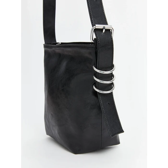 LCW ACCESSORIES SİYAH Deri Görünümlü Kadın Omuz Çantası