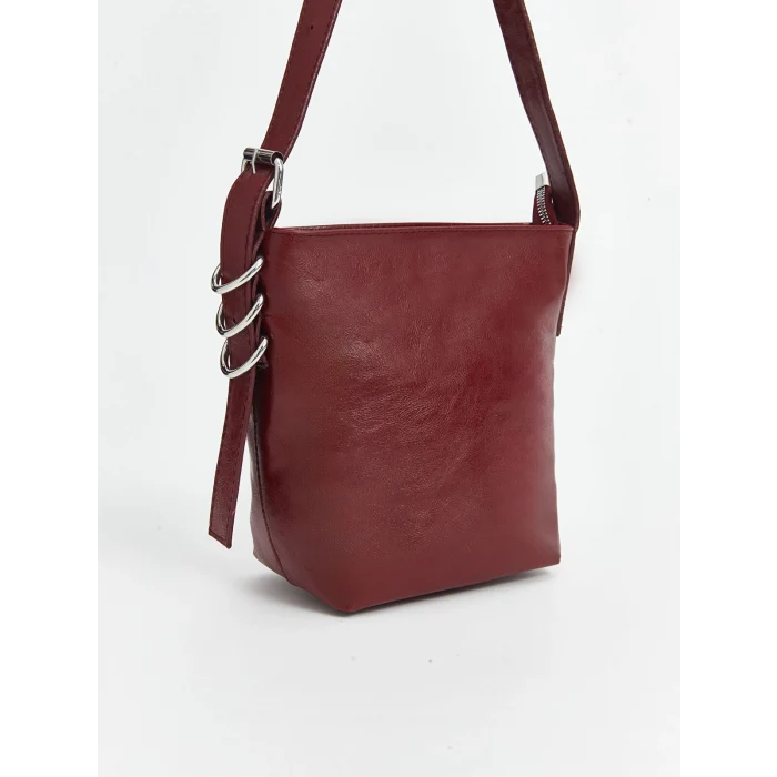 LCW ACCESSORIES BORDO Deri Görünümlü Kadın Omuz Çantası