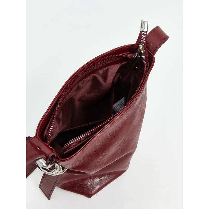 LCW ACCESSORIES BORDO Deri Görünümlü Kadın Omuz Çantası