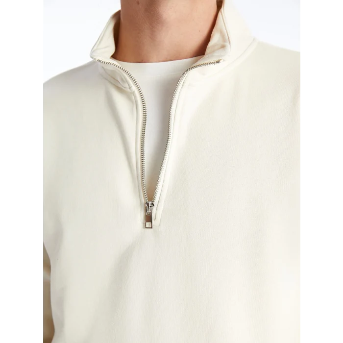 LCW Casual BEJ Dik Yaka Uzun Kollu Erkek Sweatshirt