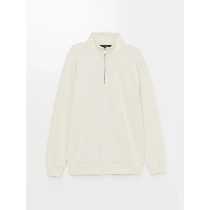 LCW Casual BEJ Dik Yaka Uzun Kollu Erkek Sweatshirt