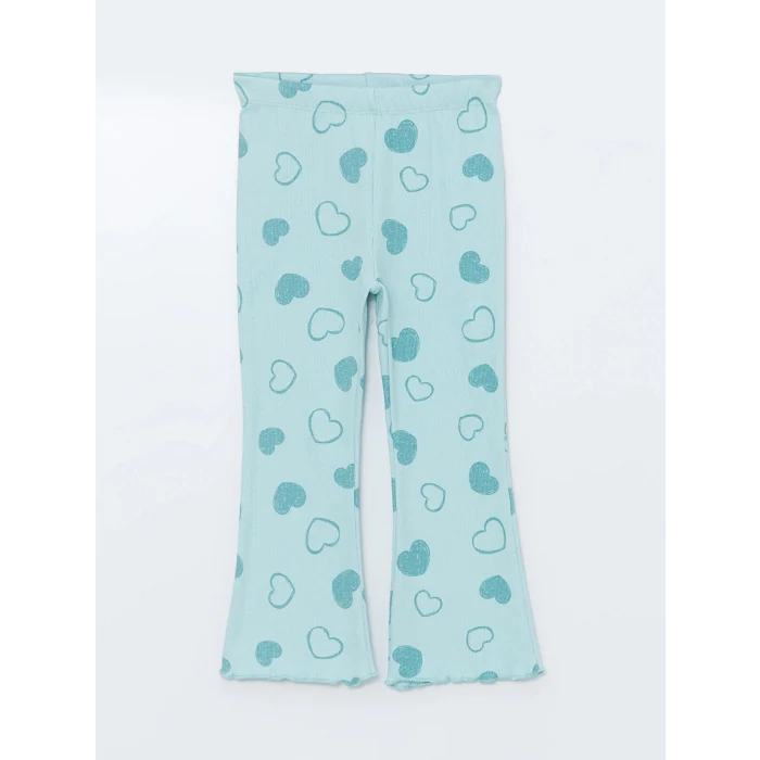 LCW Kids TURKUAZ Bisiklet Yaka Uzun Kollu Baskılı Kız Çocuk Sweatshirt ve Tayt 2li