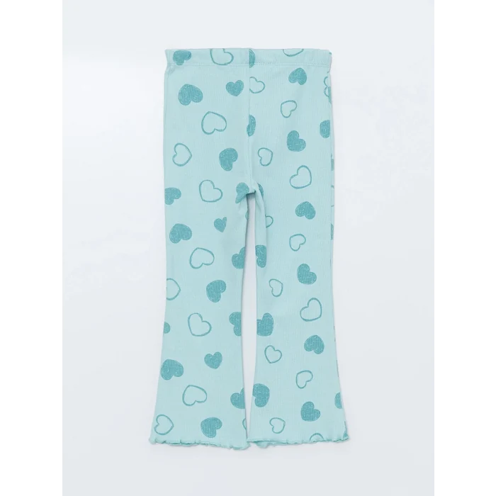 LCW Kids TURKUAZ Bisiklet Yaka Uzun Kollu Baskılı Kız Çocuk Sweatshirt ve Tayt 2li