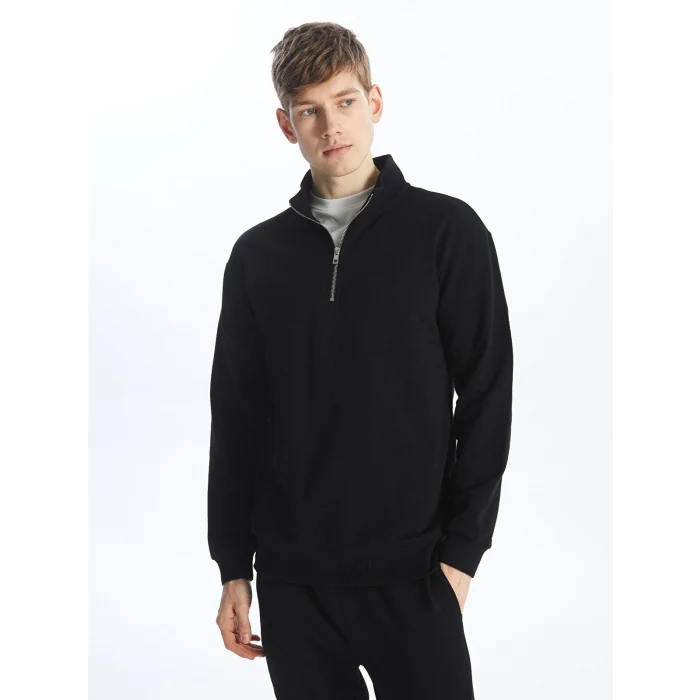 LCW Casual SİYAH Dik Yaka Uzun Kollu Erkek Sweatshirt