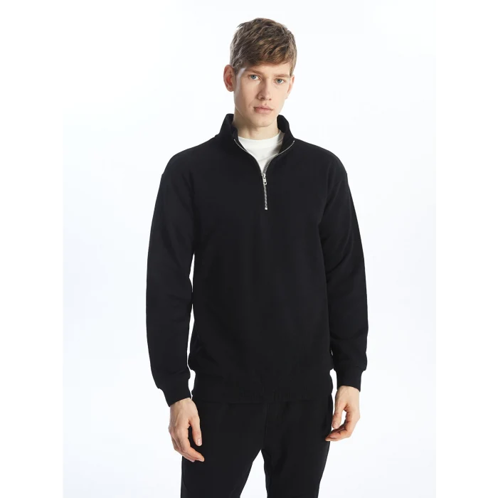 LCW Casual SİYAH Dik Yaka Uzun Kollu Erkek Sweatshirt