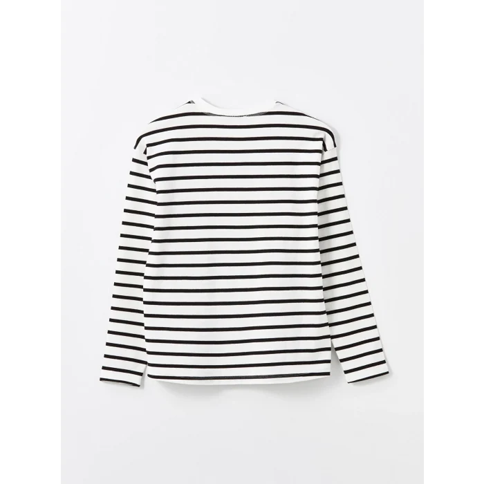 LCW Vision SİYAH Bisiklet Yaka Çizgili Kadın Tişört