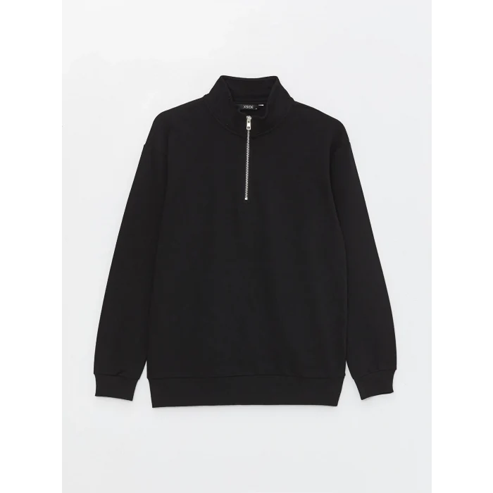 LCW Casual SİYAH Dik Yaka Uzun Kollu Erkek Sweatshirt