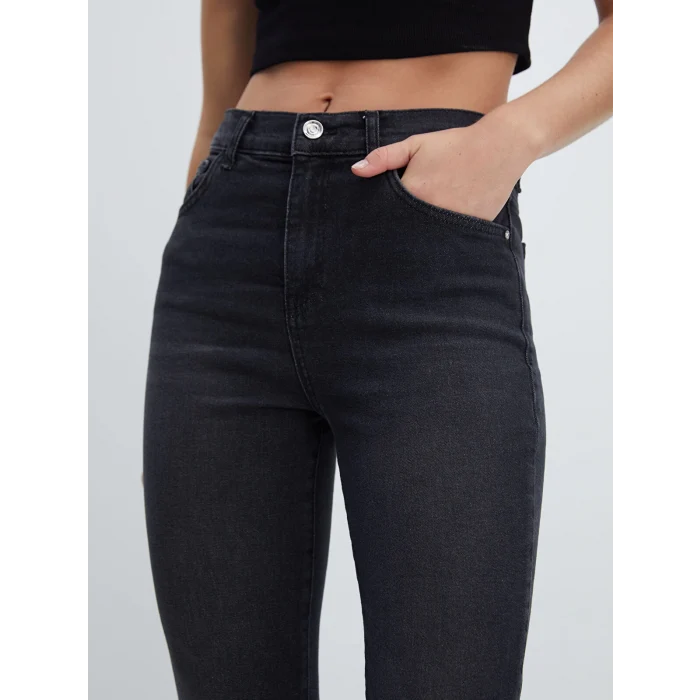 LCW Jeans GRİ Yüksek Bel Mars Flare Kadın Jean Pantolon