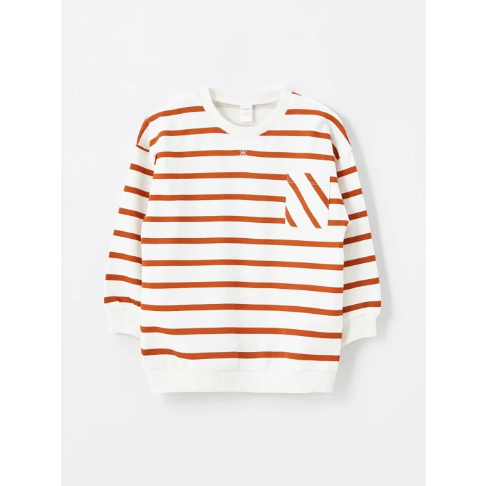 LCW Kids BEJ Çizgili Erkek Çocuk Tişört ve Eşofman Alt 2li