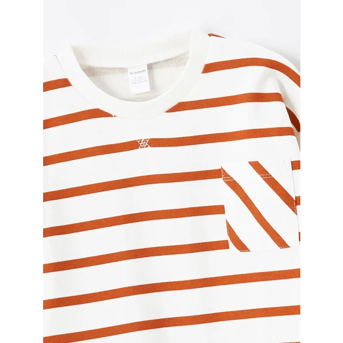 LCW Kids BEJ Çizgili Erkek Çocuk Tişört ve Eşofman Alt 2li