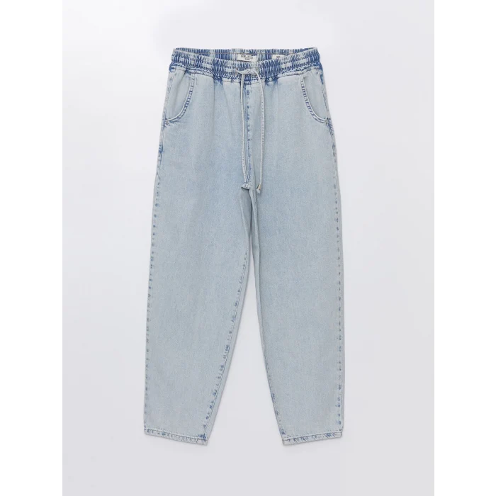 LCW Jeans İNDİGO Beli Lastikli Mom Fit Kadın Jean Pantolon