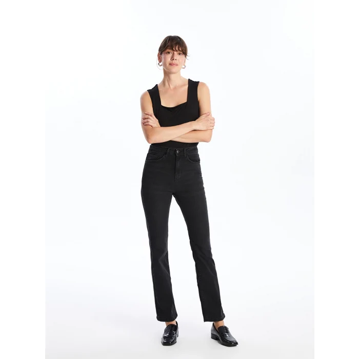LCW Jeans SİYAH Mars Flare Kadın Jean Pantolon