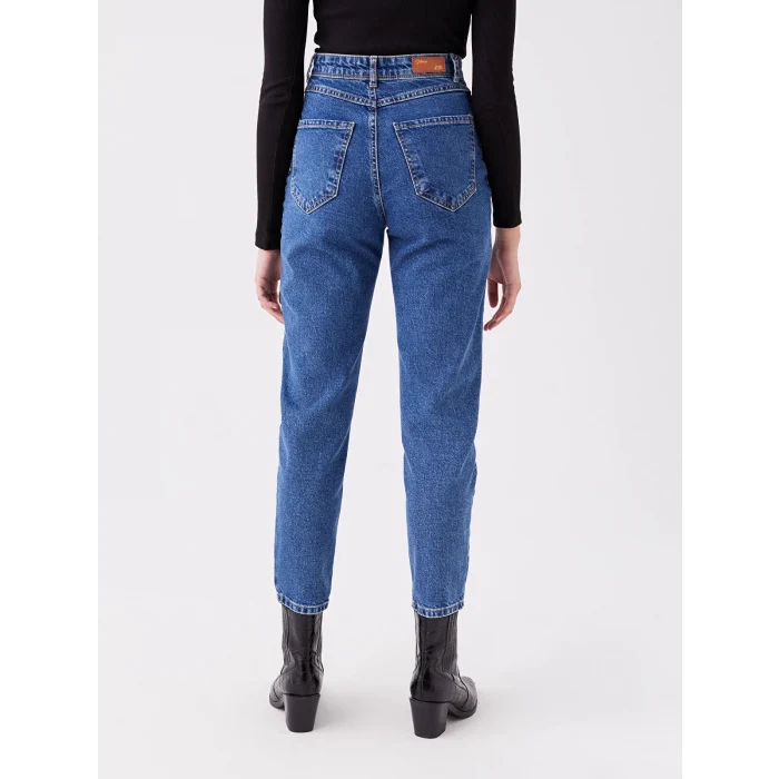 LCW Jeans İNDİGO Yüksek Bel Mom Fit Kadın Jean Pantolon