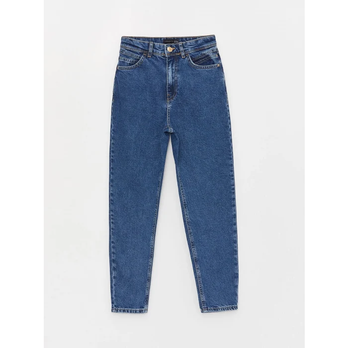 LCW Jeans İNDİGO Yüksek Bel Mom Fit Kadın Jean Pantolon