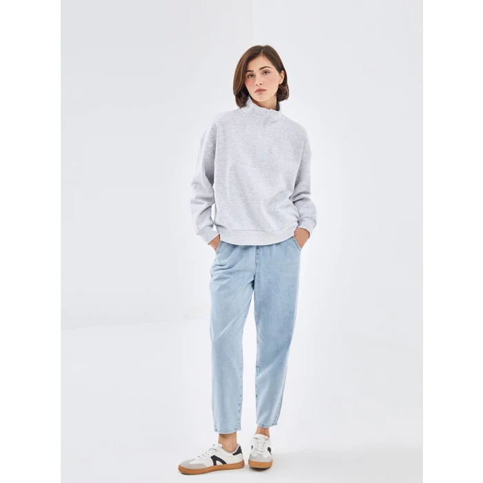 LCW Jeans İNDİGO Beli Lastikli Mom Fit Kadın Jean Pantolon