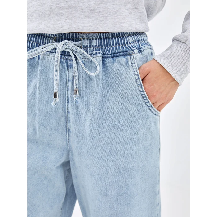 LCW Jeans İNDİGO Beli Lastikli Mom Fit Kadın Jean Pantolon