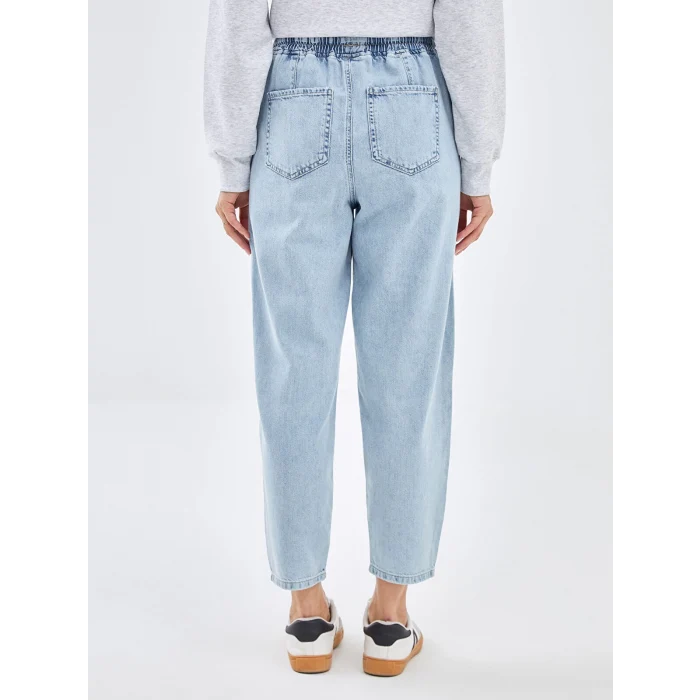 LCW Jeans İNDİGO Beli Lastikli Mom Fit Kadın Jean Pantolon