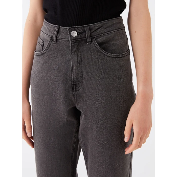 LCW Modest GRİ Mom Fit Kadın Jean Pantolon