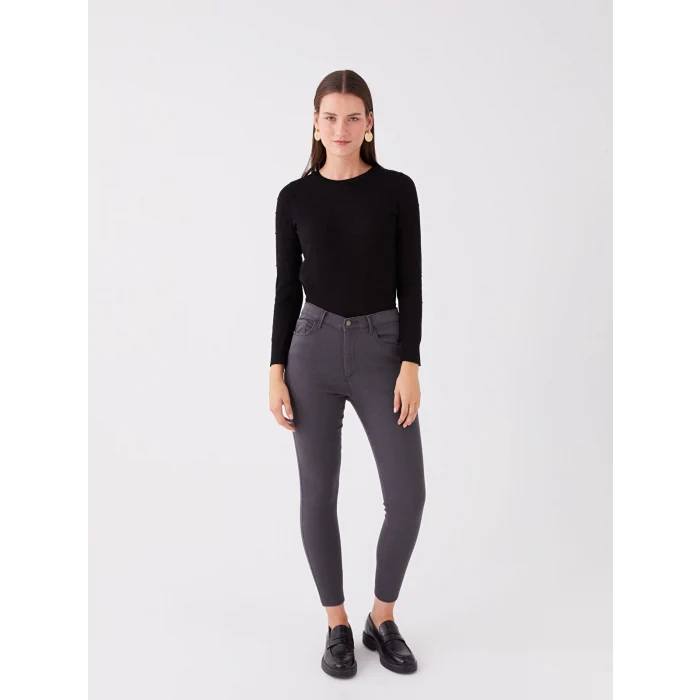LCWAIKIKI Basic GRİ Slim Fit Kadın Jean Pantolon