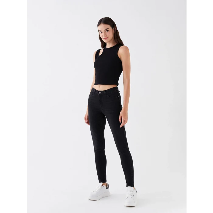 LCW Jeans SİYAH Normal Bel Mercury Skinny Fit Kadın Jean Pantolon