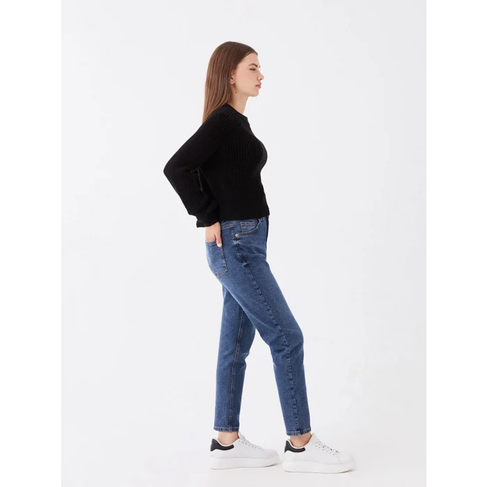 LCW Jeans İNDİGO Yüksek Bel Slim Mom Kadın Jean Pantolon