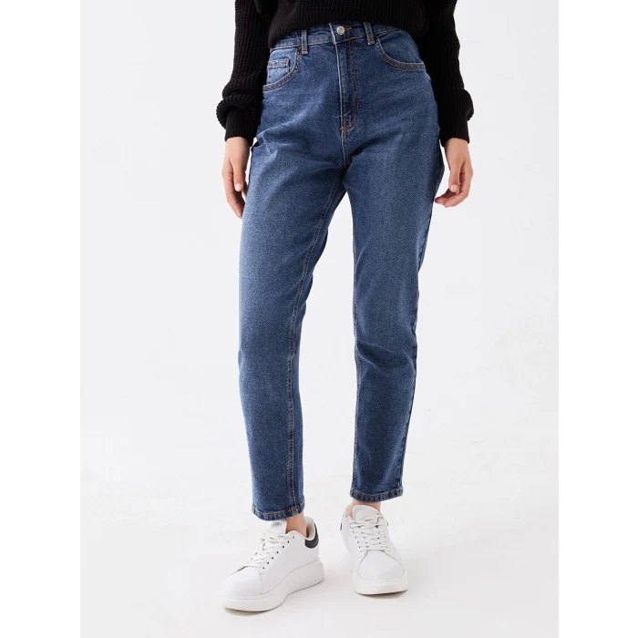 LCW Jeans İNDİGO Yüksek Bel Slim Mom Kadın Jean Pantolon