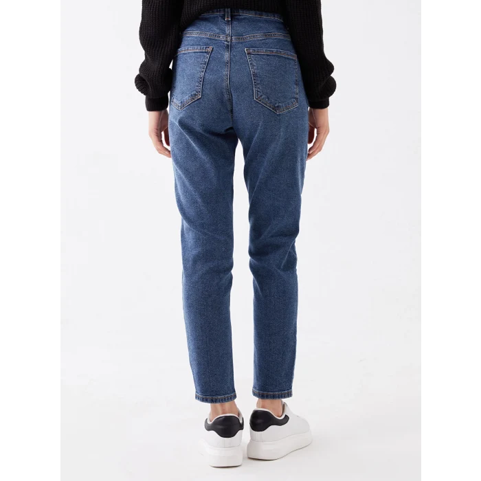 LCW Jeans İNDİGO Yüksek Bel Slim Mom Kadın Jean Pantolon