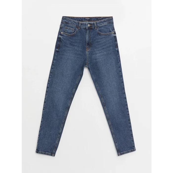 LCW Jeans İNDİGO Yüksek Bel Slim Mom Kadın Jean Pantolon