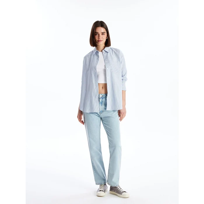 XSIDE MAVİ Yüksek Bel Straight Kadın Jean Pantolon