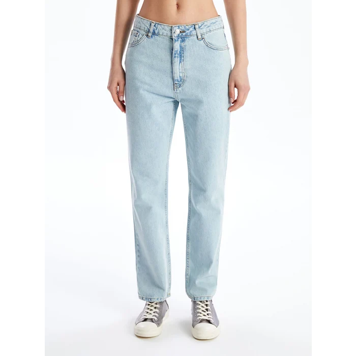 XSIDE MAVİ Yüksek Bel Straight Kadın Jean Pantolon