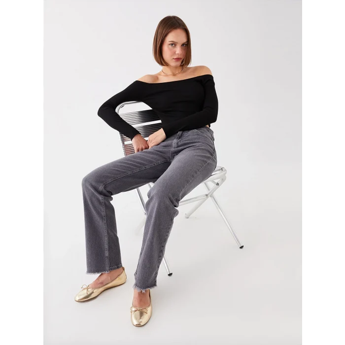 LCW Vision GRİ Straight Fit Kadın Jean Pantolon