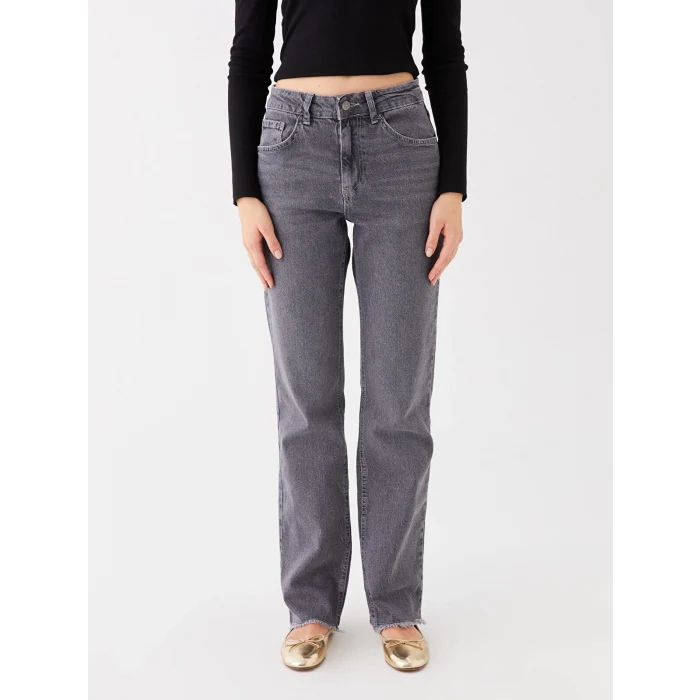 LCW Vision GRİ Straight Fit Kadın Jean Pantolon
