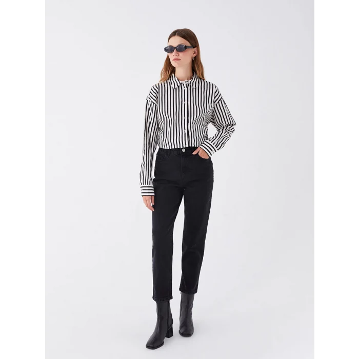 LCW Modest SİYAH Mom Fit Kadın Jean Pantolon