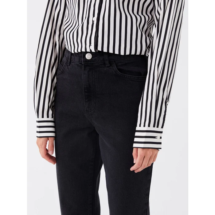 LCW Modest SİYAH Mom Fit Kadın Jean Pantolon
