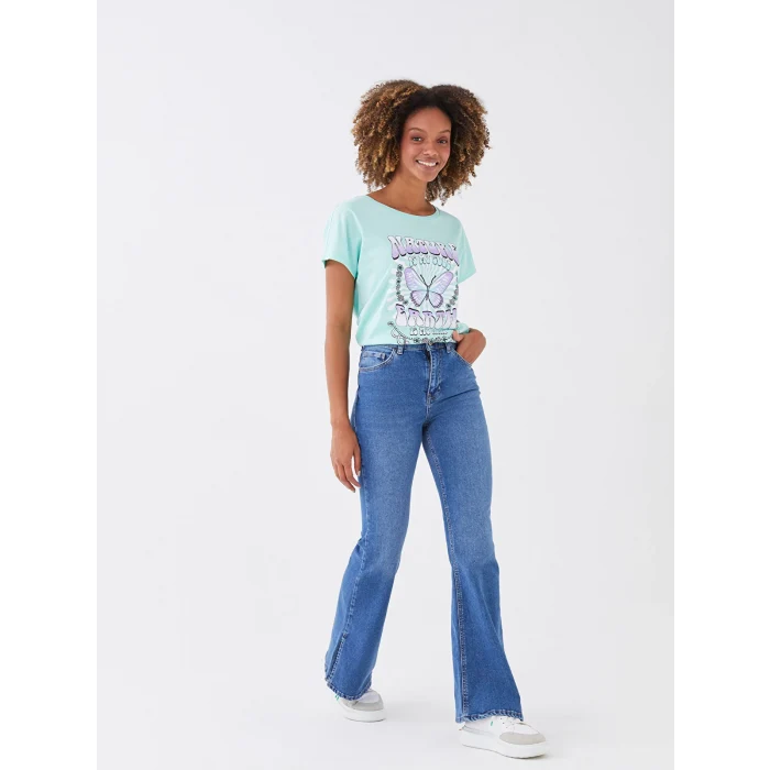 LCW Jeans İNDİGO Yüksek Bel Mars Flare Kadın Jean Pantolon