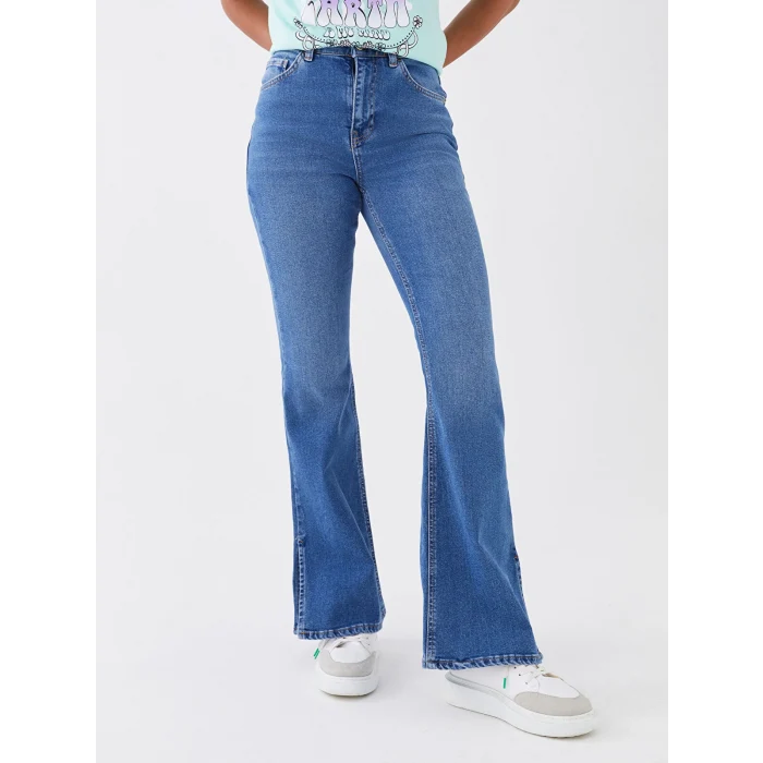 LCW Jeans İNDİGO Yüksek Bel Mars Flare Kadın Jean Pantolon
